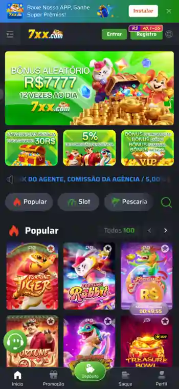 Interface do 7XX app para dispositivos móveis.